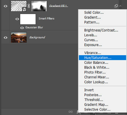 Add a Hue/Saturation Layer