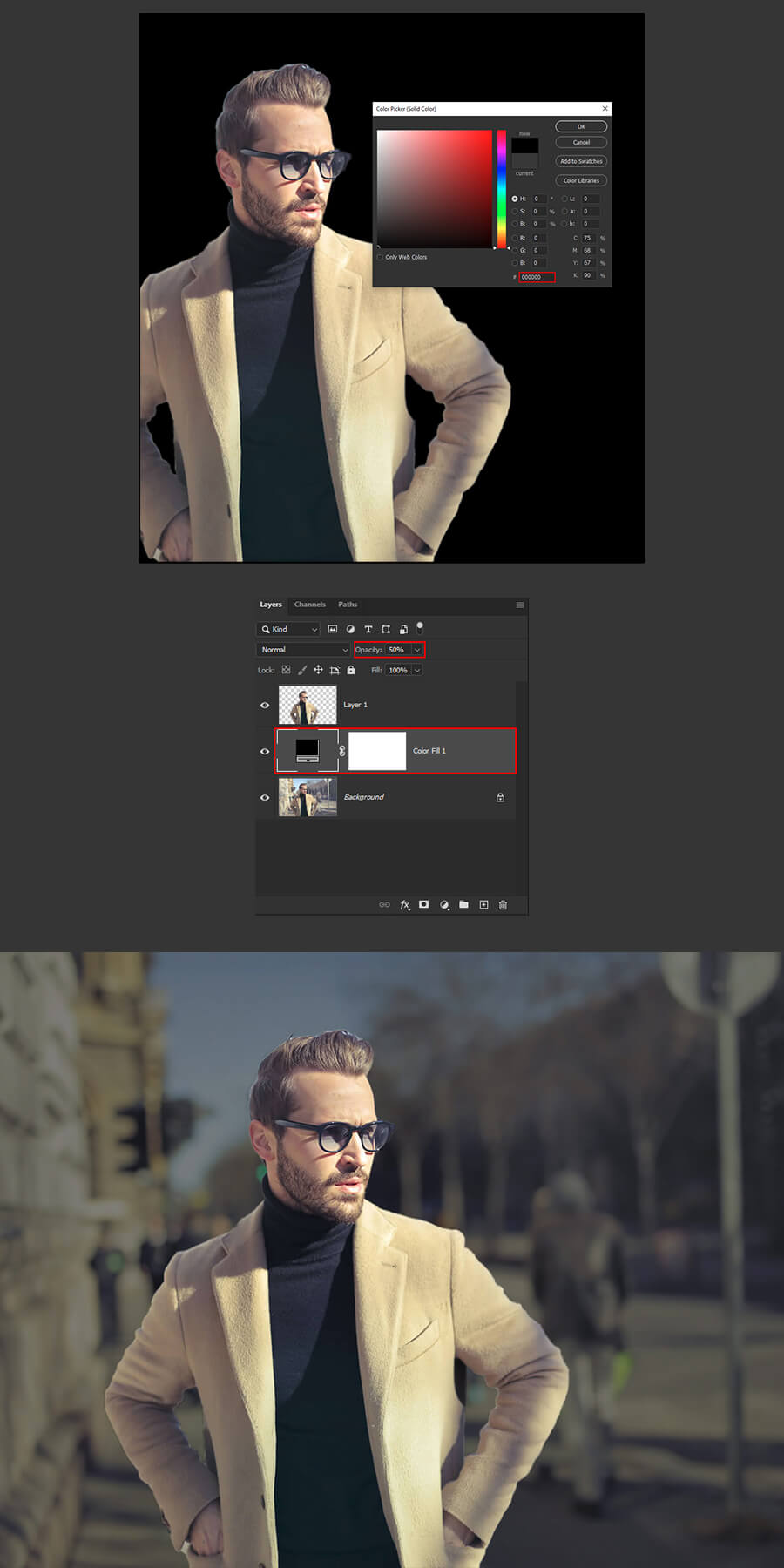Add a Solid Color adjustment layer