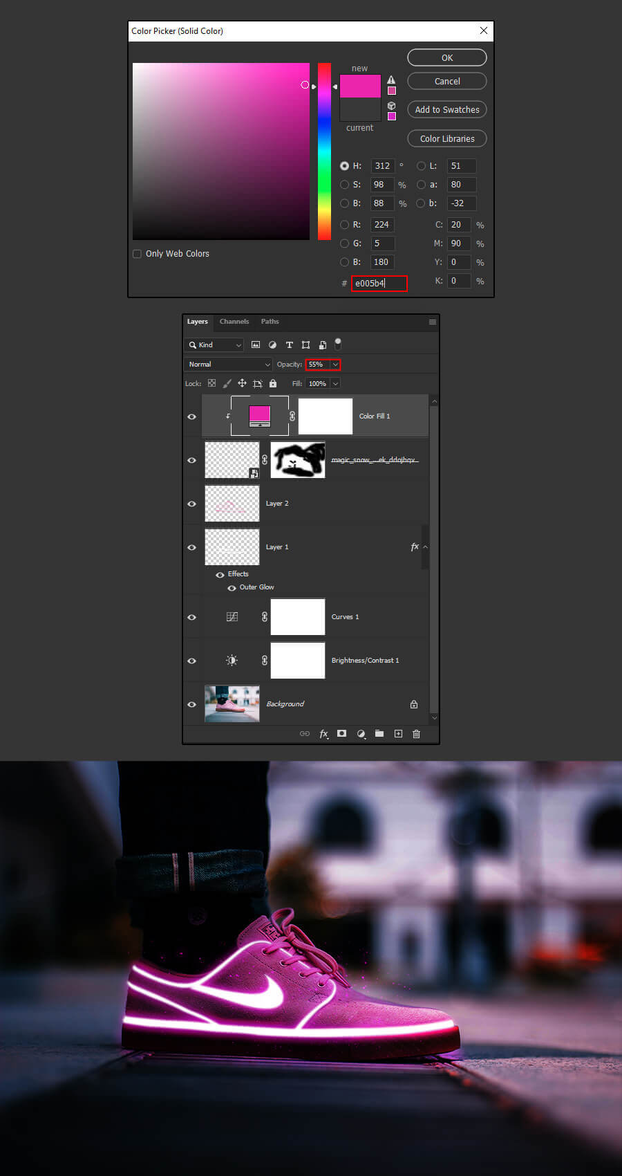 Change the particles to pink